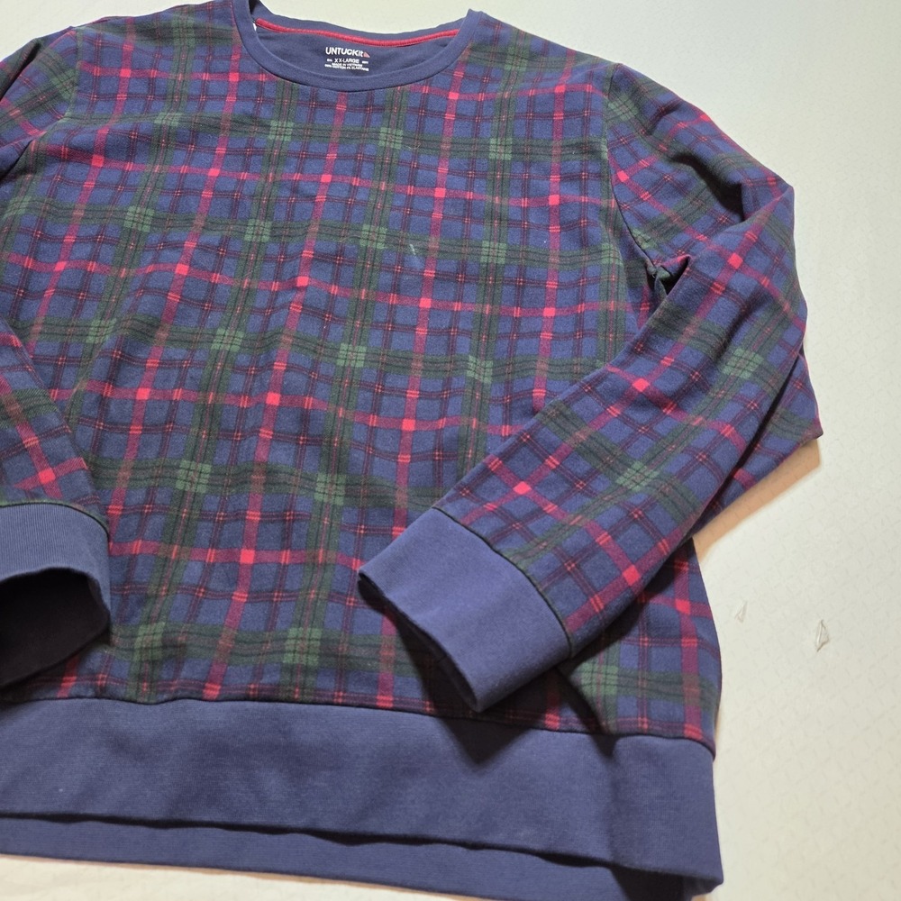 Untuckit Men's 2X Large Sweater Alford Plaid Festive Long Sleeve Pullover - Picture 2 of 7